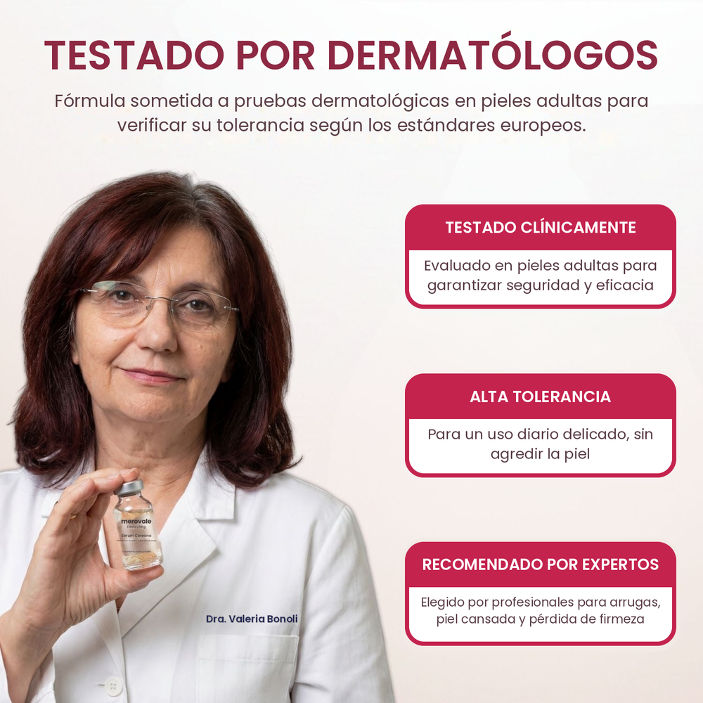 Sérum antiarrugas Merovale testado por dermatólogos, clínicamente aprobado, Péptidos de Seda para las arrugas de expresión