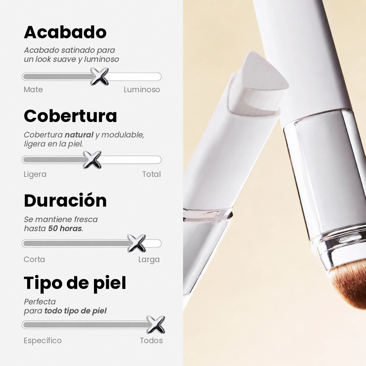 Base de maquillaje 2 en 1 con brocha integrada