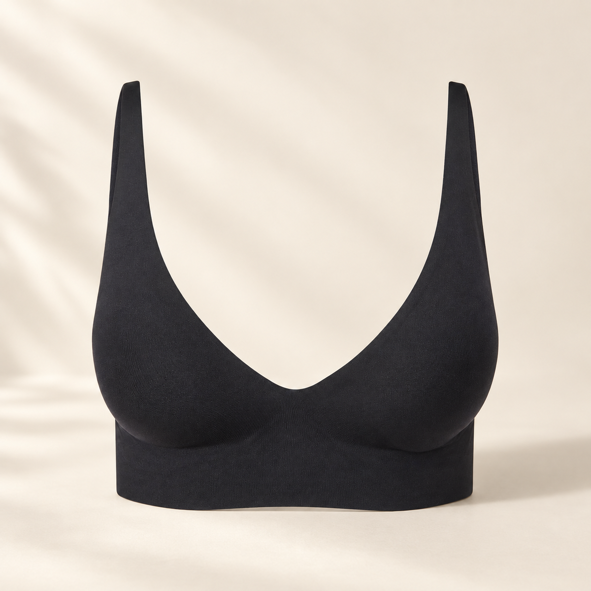 Soutien-gorge confort Merovale noir, vue de face sans coutures ni armatures
