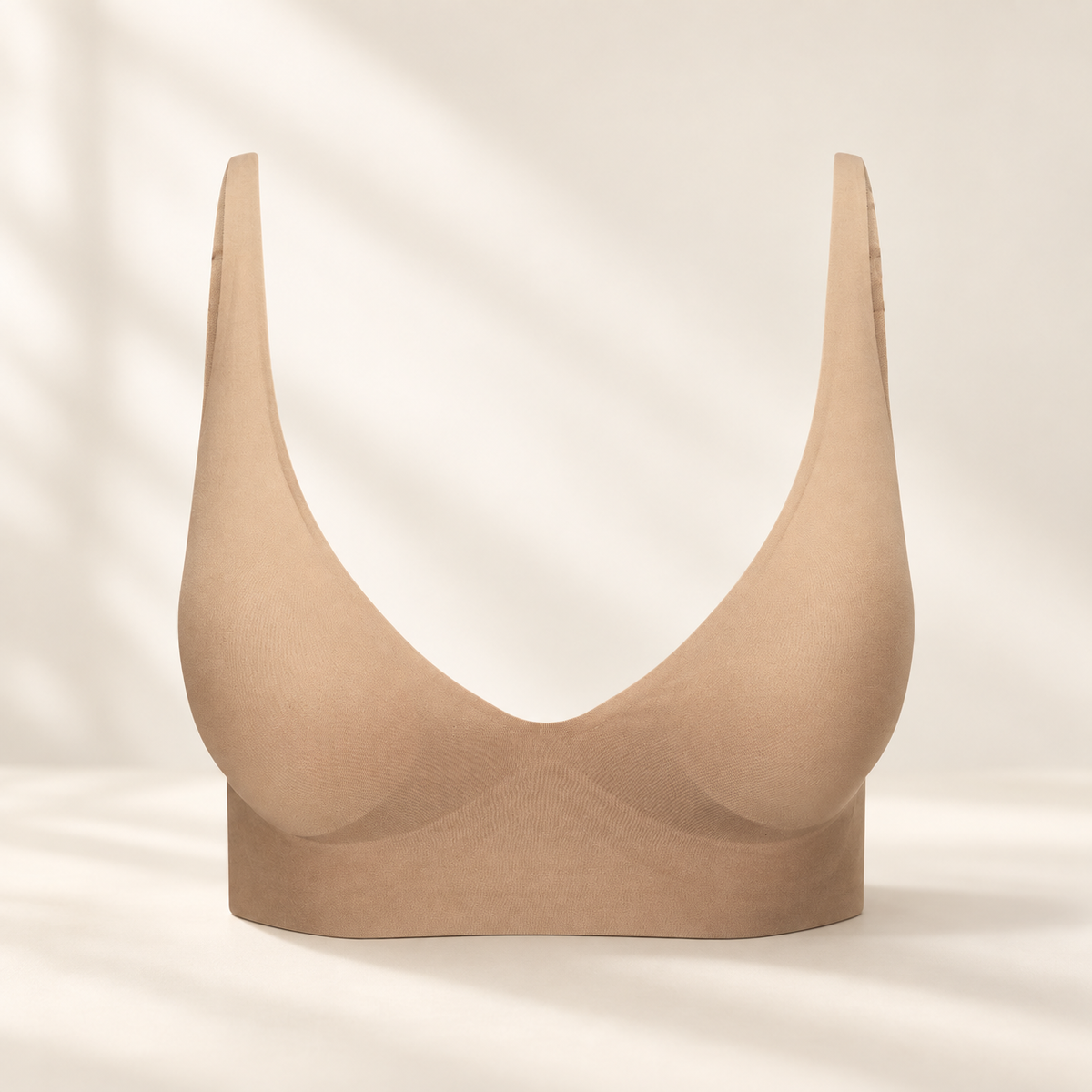 Soutien-gorge confort Merovale beige, vue de face sans coutures ni armatures