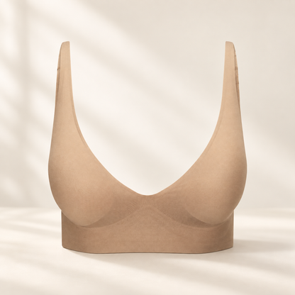 Soutien-gorge confort Merovale beige, vue de face sans coutures ni armatures