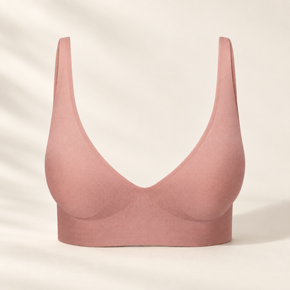 Soutien-gorge confort Merovale rose poudré, vue de face sans coutures ni armatures