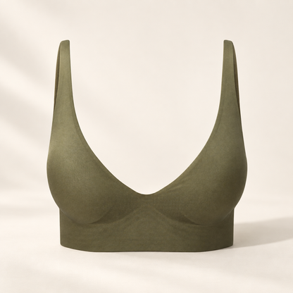 Soutien-gorge confort Merovale kaki, vue de face sans coutures ni armatures