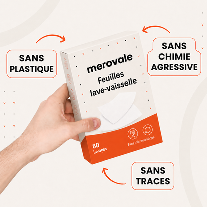 Feuilles lave-vaisselle Merovale — sans plastique, sans chimie agressive, sans traces