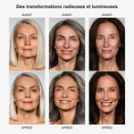 Trois comparaisons avant et après application du fond de teint