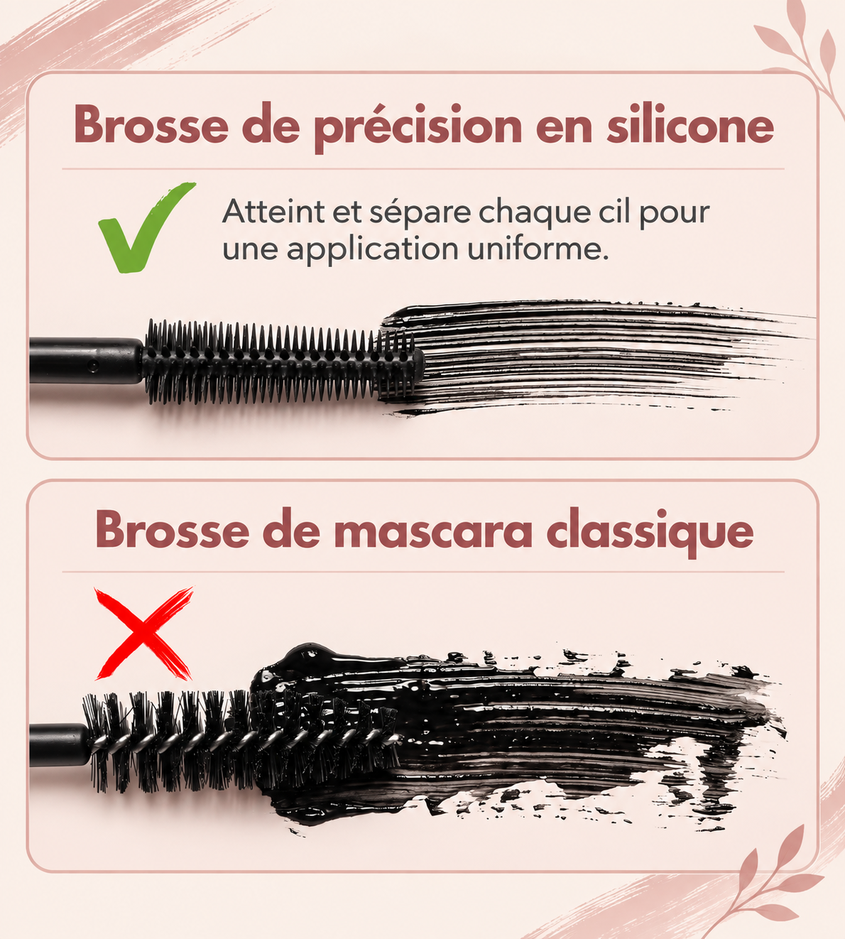 Comparaison de la brosse de précision en silicone et d’une brosse classique