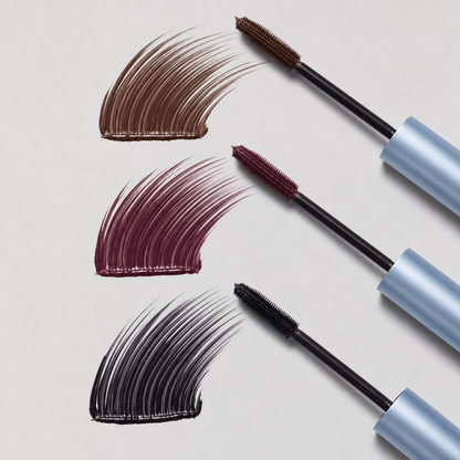 Les trois teintes de mascara : noir, brun et sureau