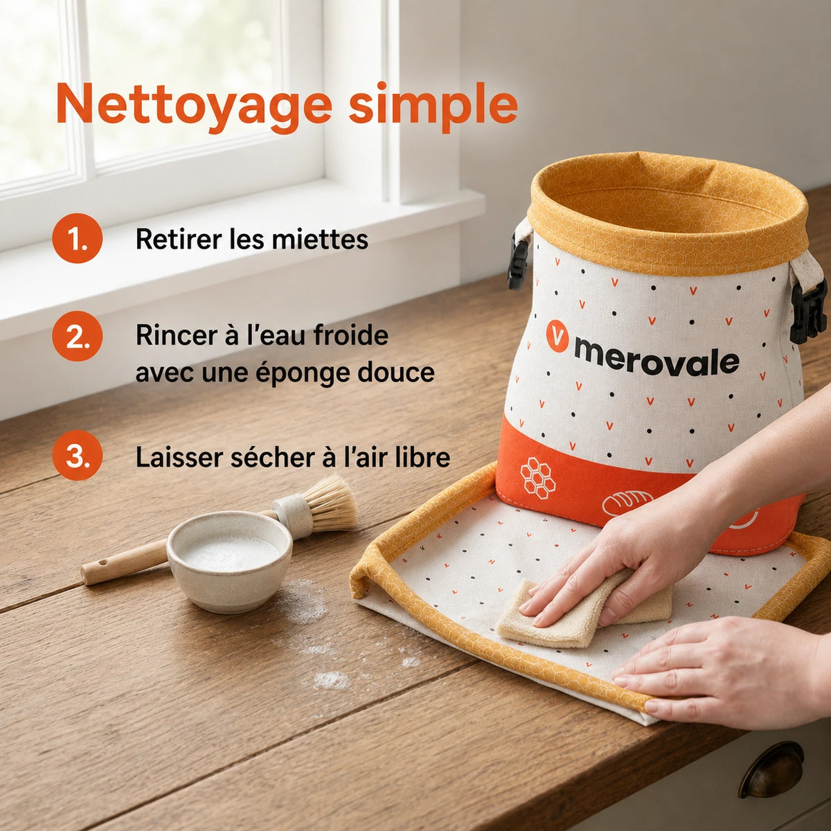 Sac à pain Merovale — nettoyage simple
