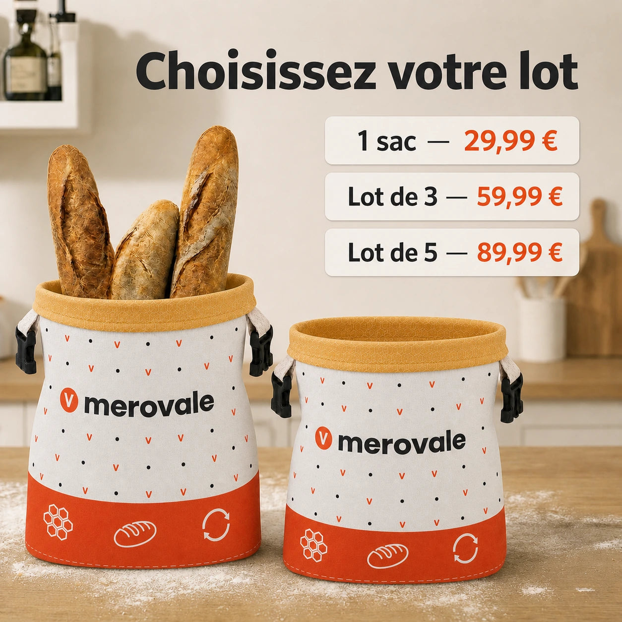 Sac à pain Merovale — offres par lot