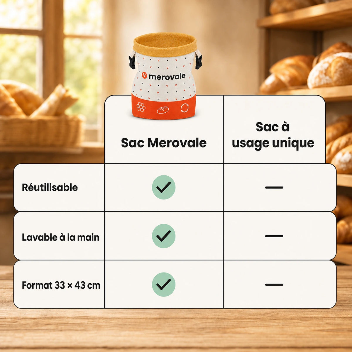 Sac à pain Merovale — caractéristiques comparées