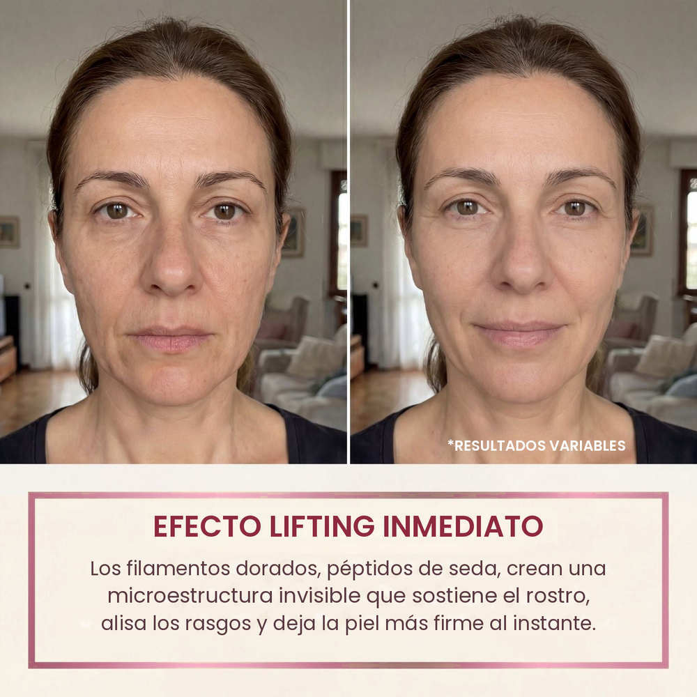 Sérum antiarrugas antes y después, efecto lifting inmediato en arrugas de expresión