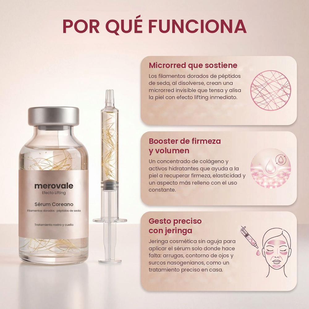 Sérum de Péptidos de Seda Merovale, microrred contra las arrugas profundas