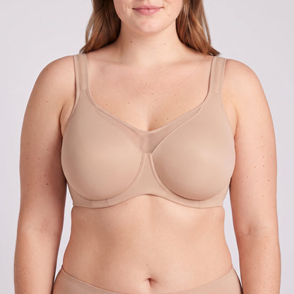 Sujetador Alma en beige, de cerca